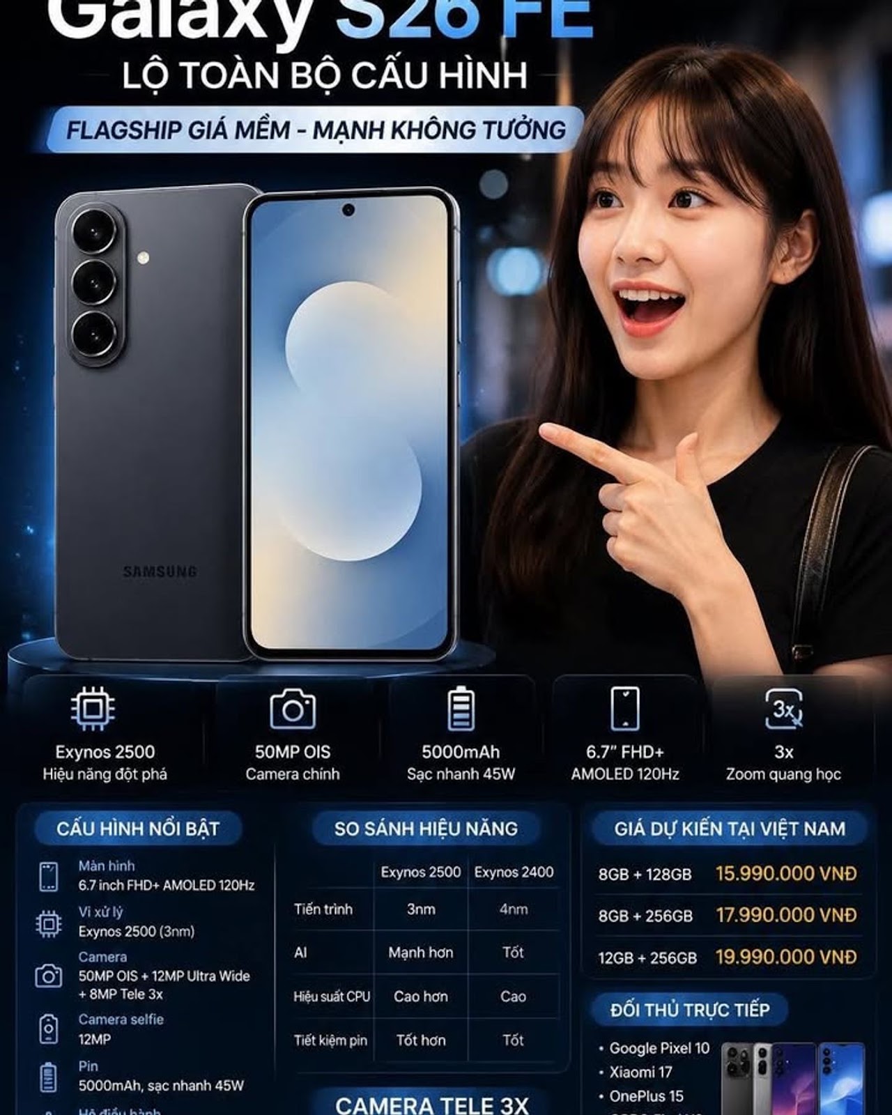 Samsung Galaxy S26 FE Lộ Toàn Bộ Cấu Hình, Liệu Fan Samsung Có Còn Lý Do Để Mua Galaxy S26 Thường?