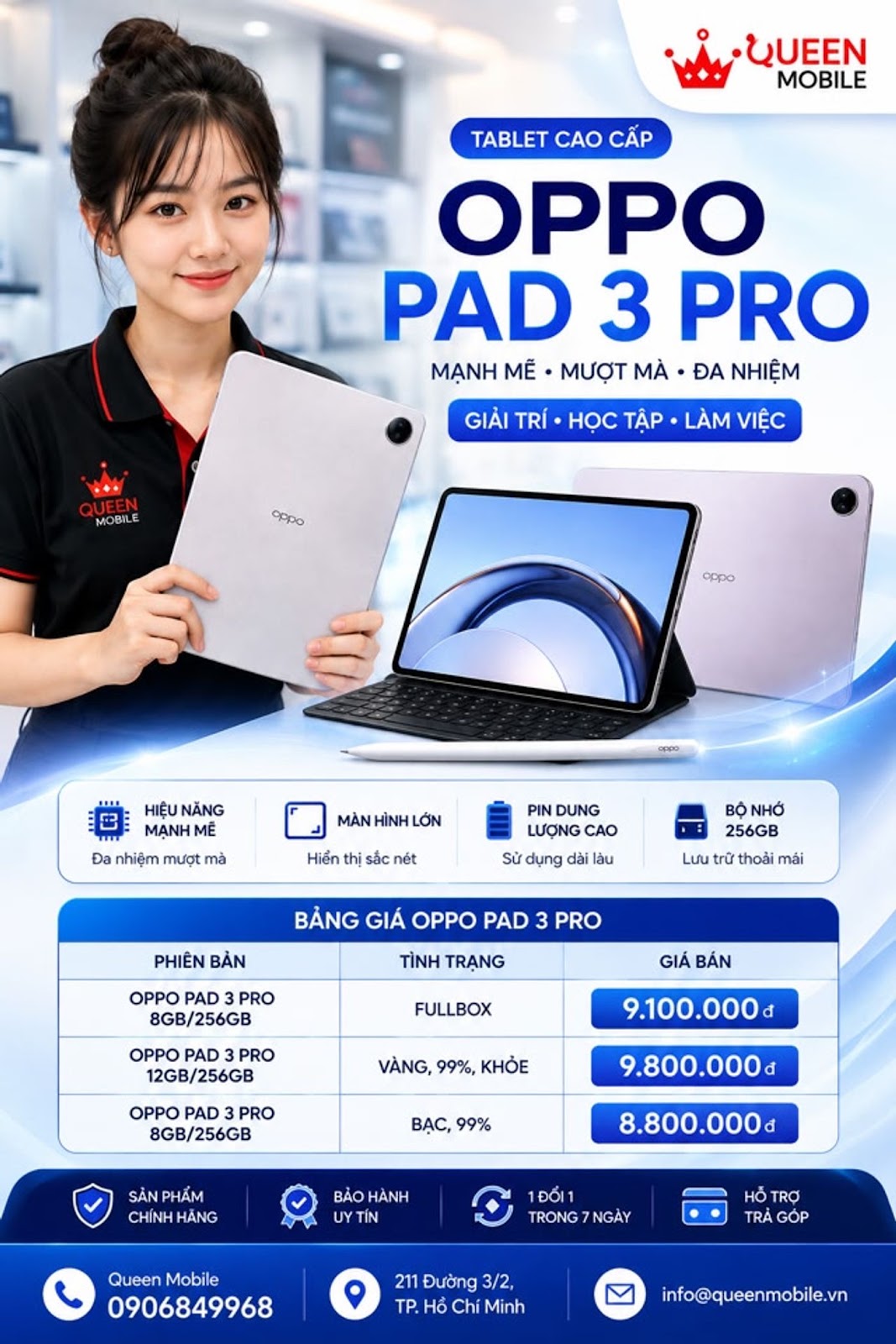 OPPO PAD 3 PRO – TABLET CẤU HÌNH CAO, GIÁ TỪ 8,8 TRIỆU TẠI QUEEN MOBILE 🔥🌿 - Tin Tức Công Nghệ