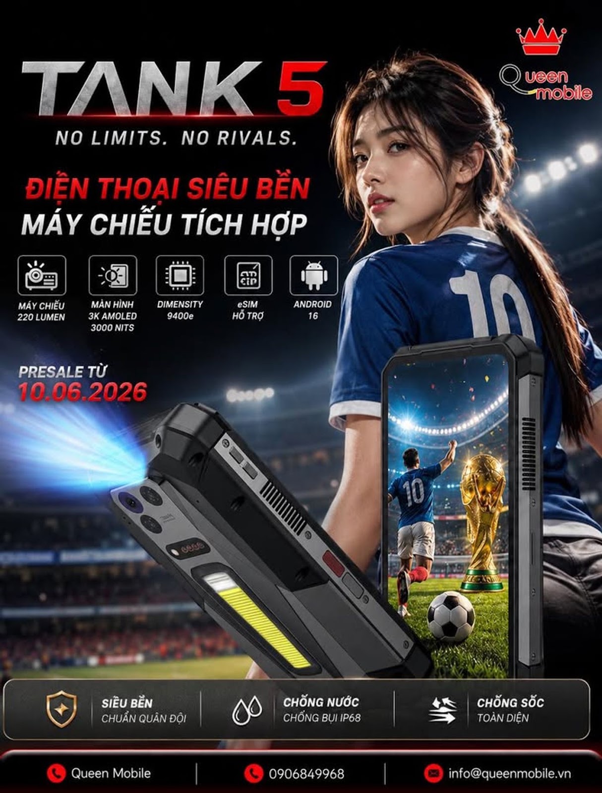 8849 Tank 5 Chính Thức Lộ Diện Với Máy Chiếu 220 Lumen, Màn Hình 3K AMOLED 3000 Nits Và Dimensity 94