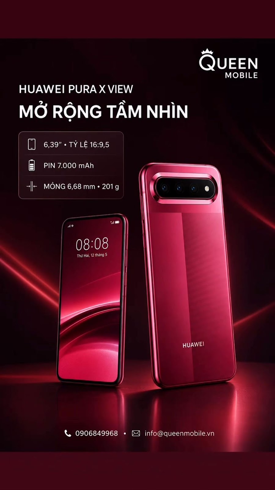 Huawei Pura X View ra mắt với màn hình siêu rộng và pin 7.000 mAh trong thân máy 6,68 mm #Huawei #Hu