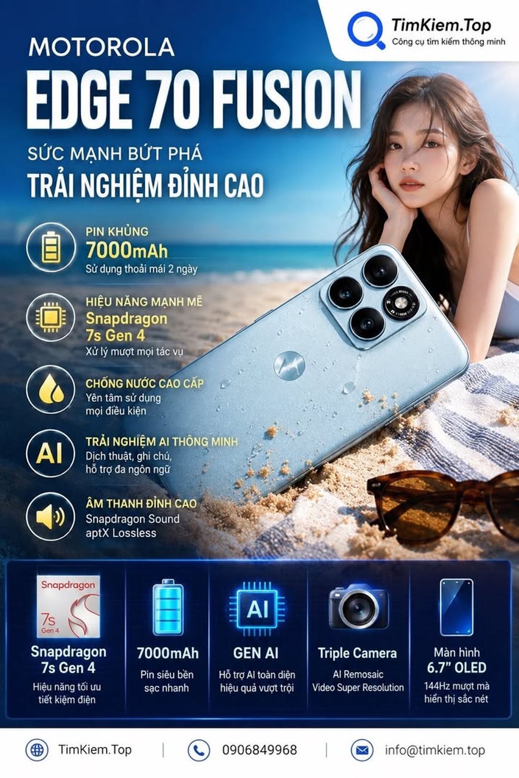 Motorola Edge 70 Fusion Gây Chú Ý Với Pin 7.000mAh, Snapdragon 7s Gen 4 Và Thiết Kế Chuẩn Chống Nước