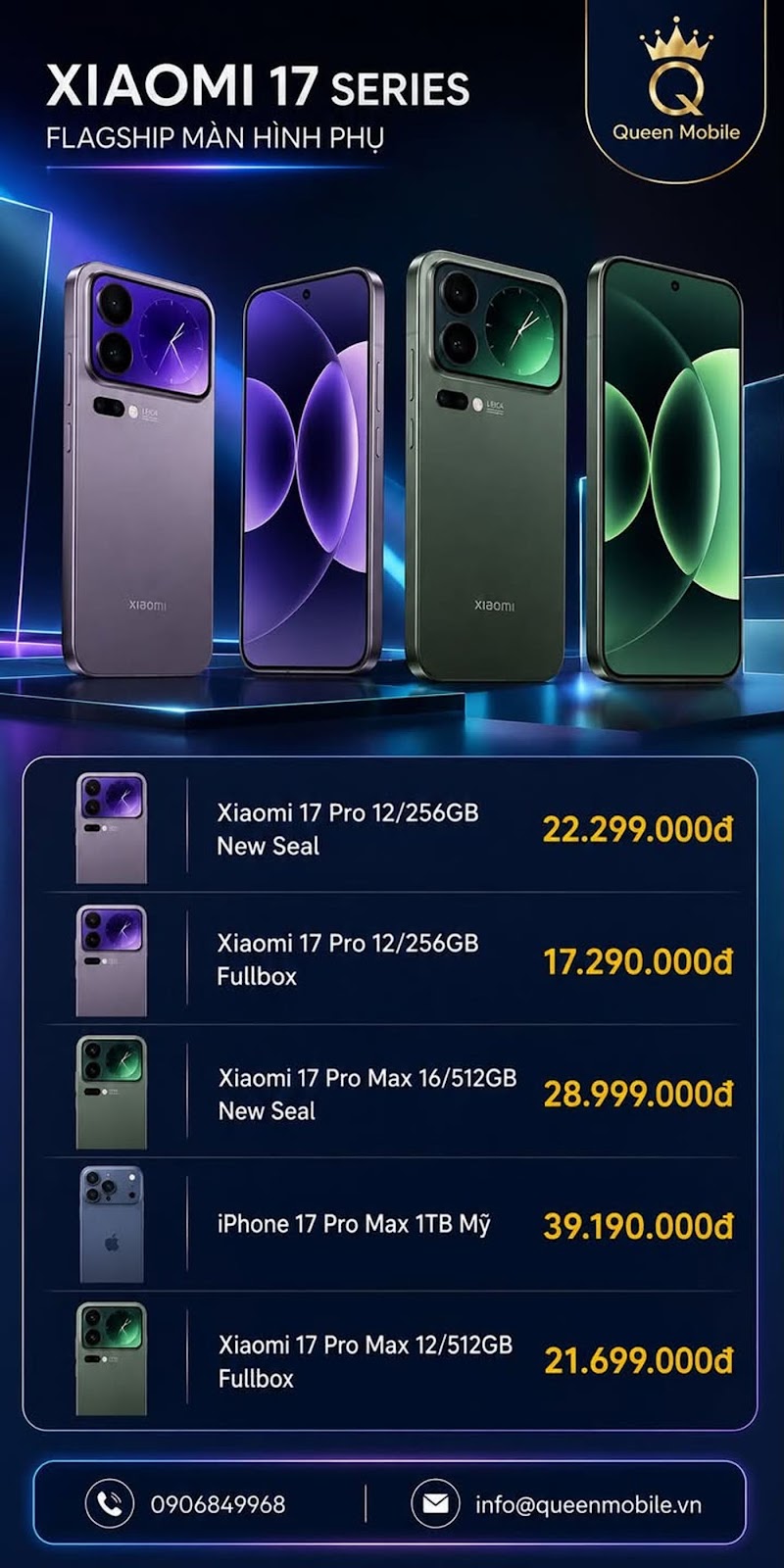 BẢNG GIÁ FLAGSHIP XIAOMI 17 SERIES VÀ IPHONE 17 PRO MAX