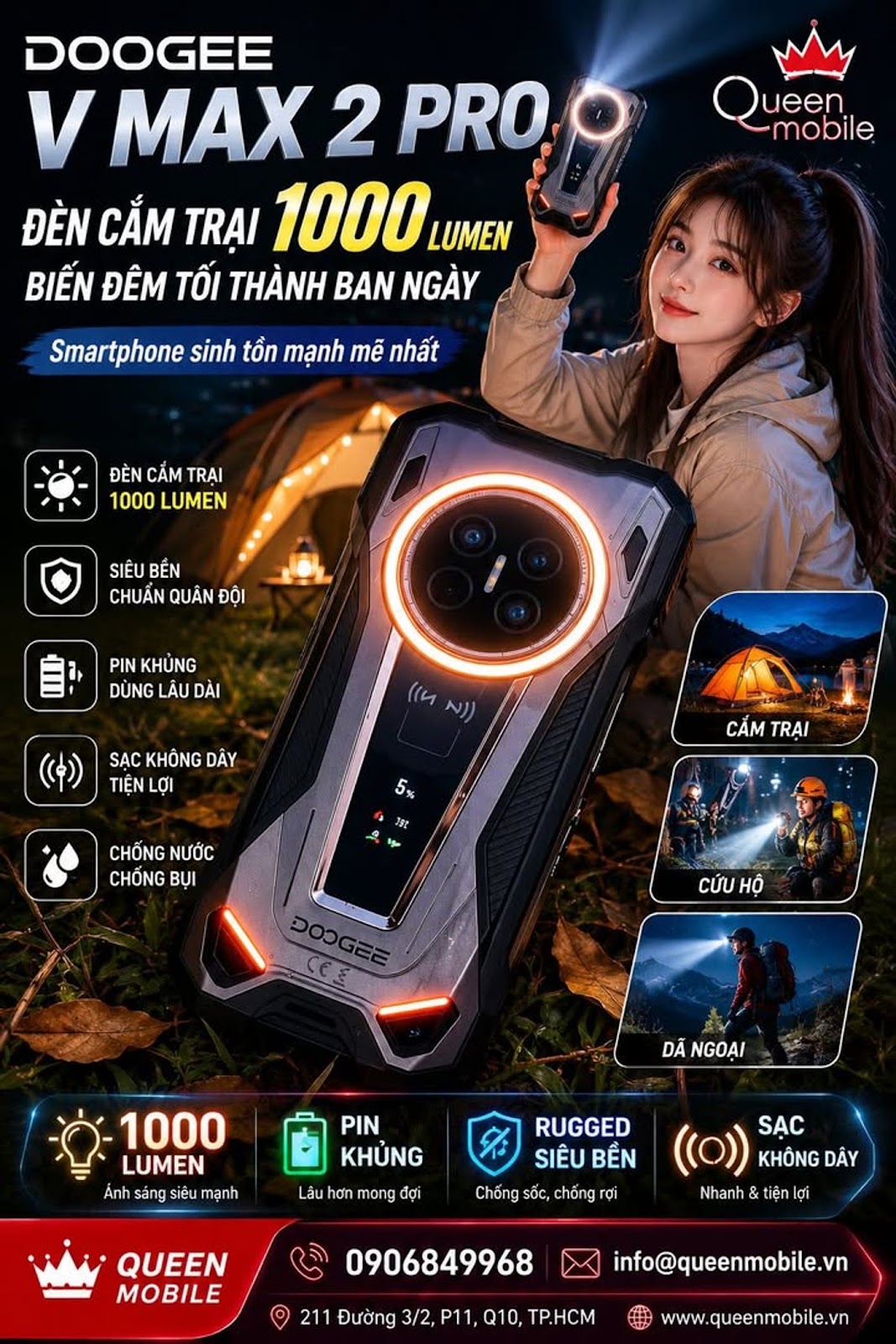 Doogee V Max 2 Pro Lộ Diện Với Đèn Cắm Trại 1000 Lumen Tích Hợp, Smartphone Hay Đèn Pin Sinh Tồn?