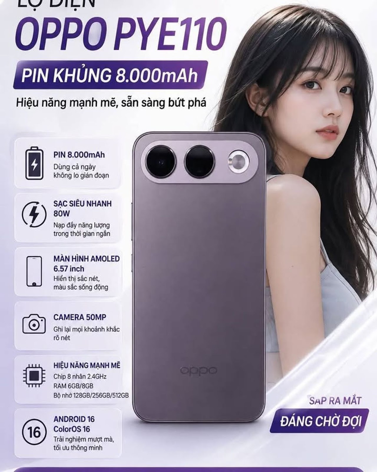 OPPO PYE110 xuất hiện trên TENAA với pin 8.000 mAh, sạc 80W và Android 16 #OPPO #TENAA #PYE110 #Andr