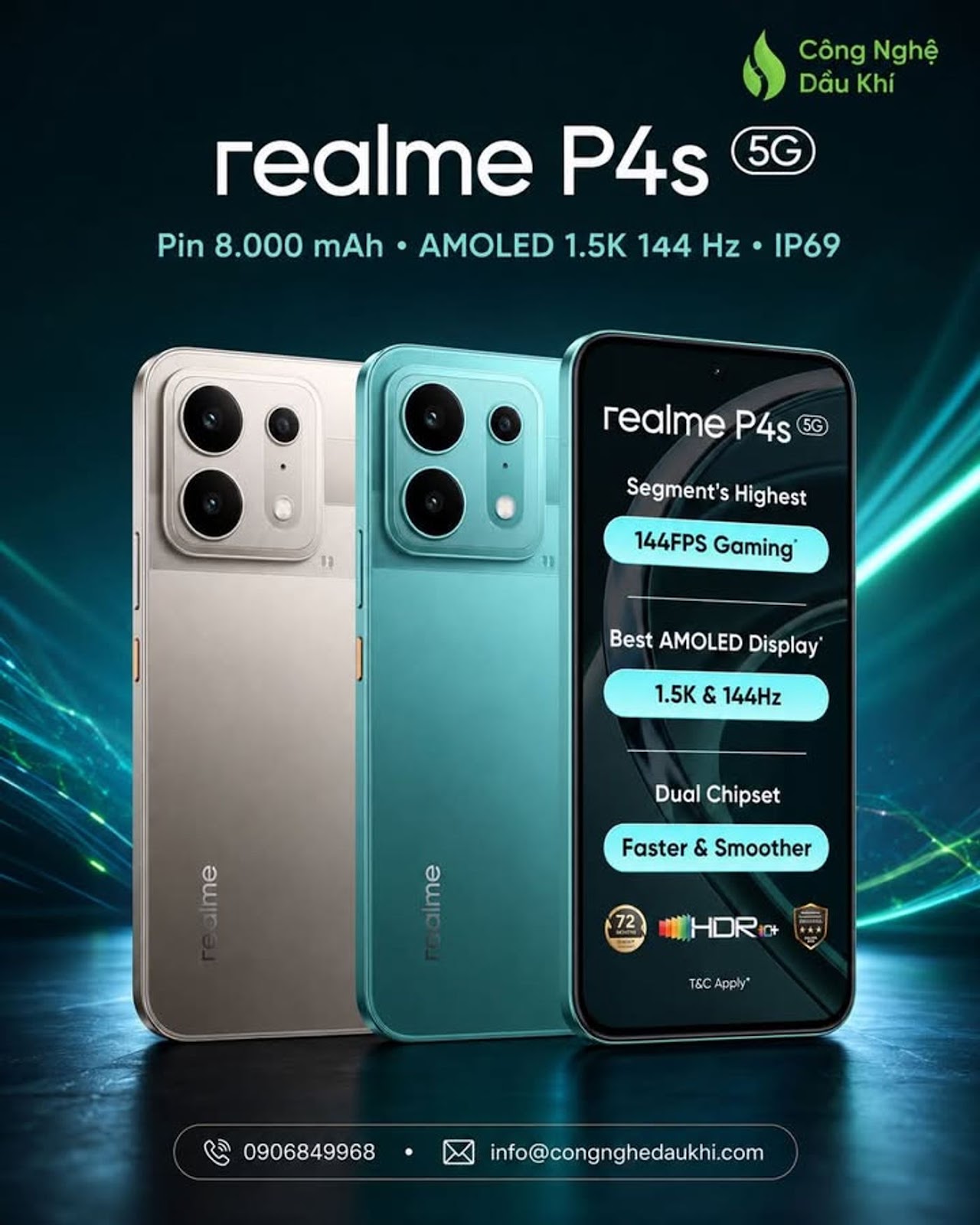 realme P4s 5G ra mắt với pin 8.000 mAh, màn hình AMOLED 1.5K 144 Hz và chuẩn IP69 #realme #realmeP4s