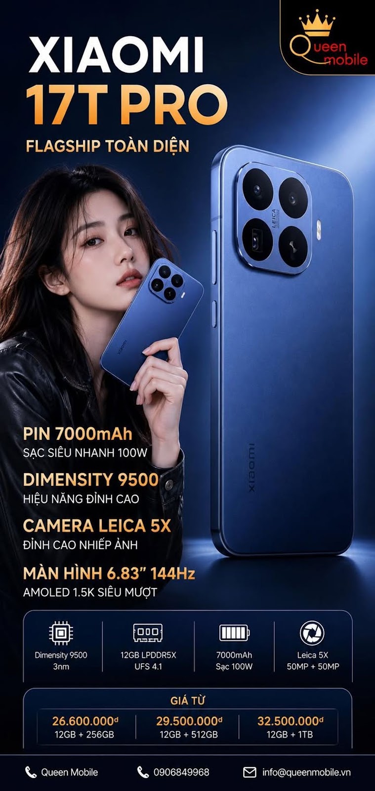 Xiaomi 17T Pro Chính Thức Lộ Diện Với Pin 7000mAh, Leica 5X Và Dimensity 9500
