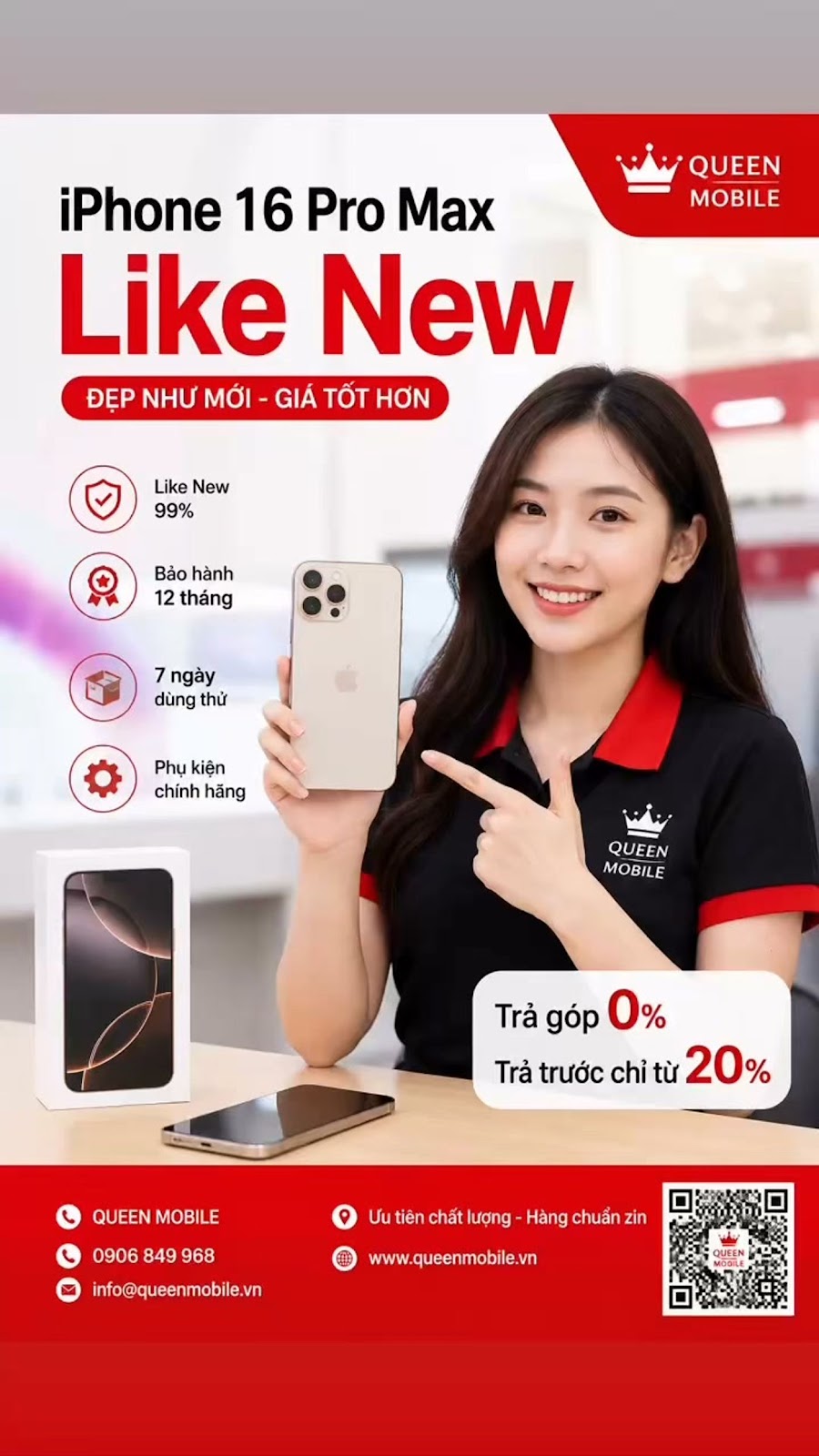 Điện thoại chính hãng giá tốt tại Queen Mobile – Hỗ trợ mua trả góp