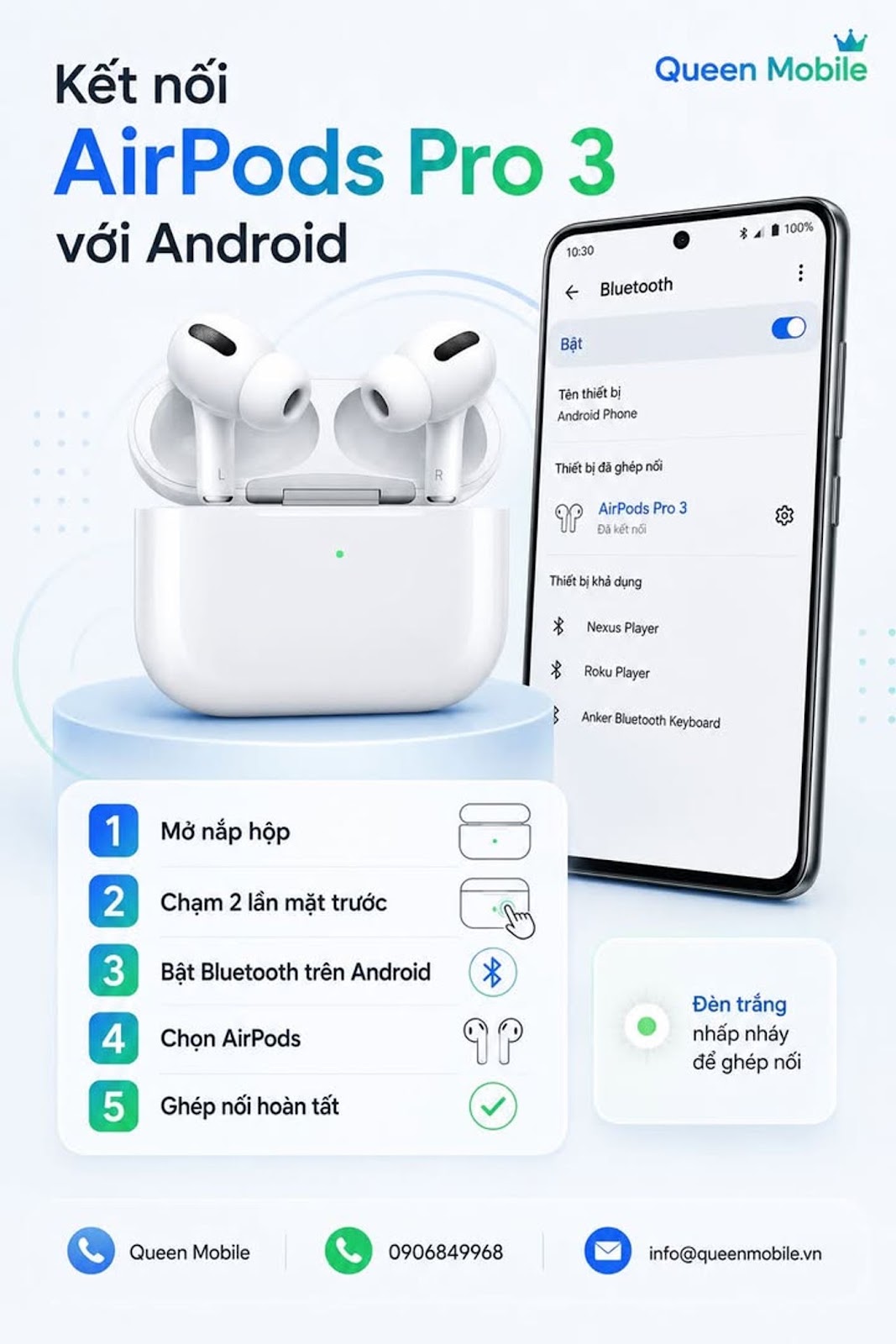 Hướng dẫn chi tiết kết nối Apple AirPods Pro 3 với điện thoại Android #AirPodsPro3 #Android #Apple #