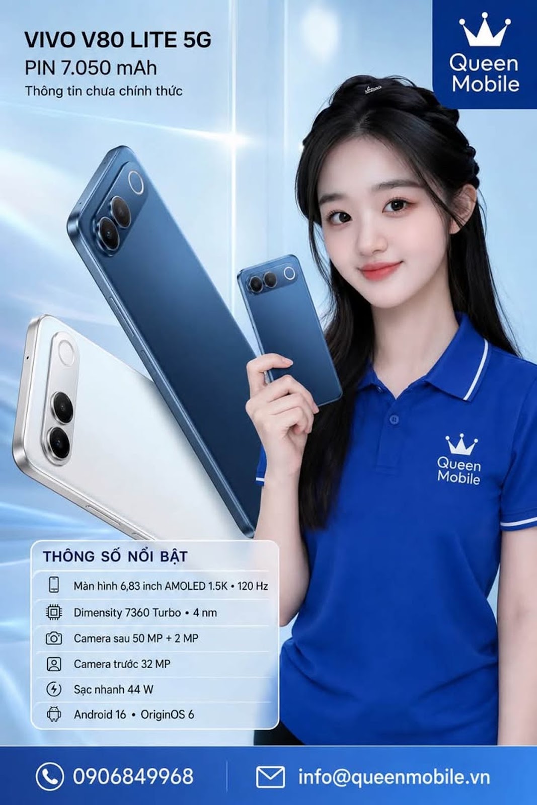 Vivo V80 Lite 5G lộ diện với pin 7.050 mAh nhưng chưa được vivo xác nhận chính thức #vivo #vivoV80Li